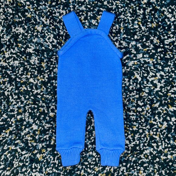 Handmade Infant Blue & White Knit Overalls - Picture 7 of 7